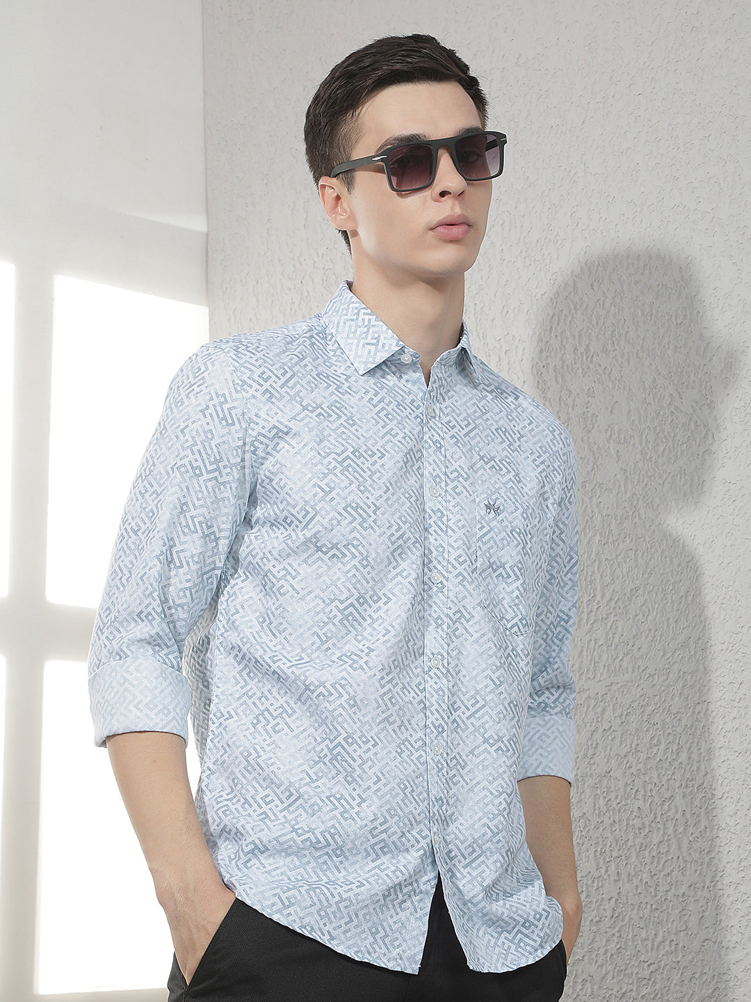 Sky Blue Abstract Print Shirt