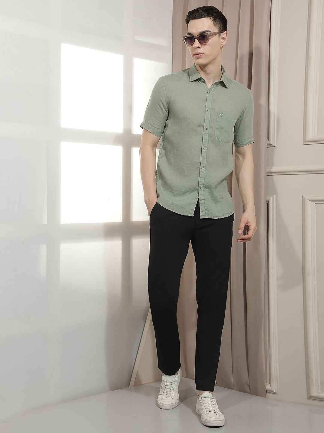 Sophisticated Sage Green Linen Shirt