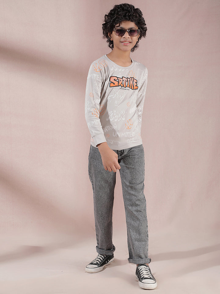 Grey Typographic Print Sweatshirt