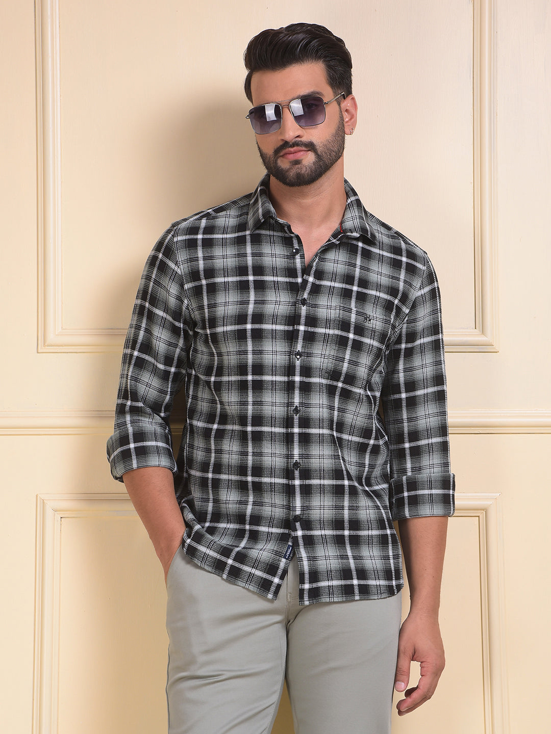 Green Checked 100% Cotton Shirt