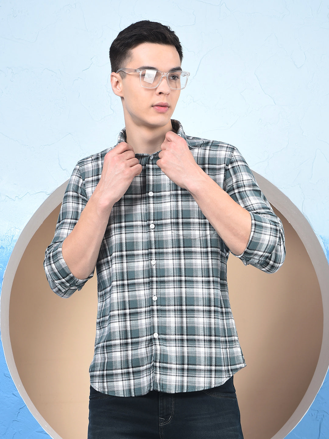 Green Checked 100% Cotton Shirt