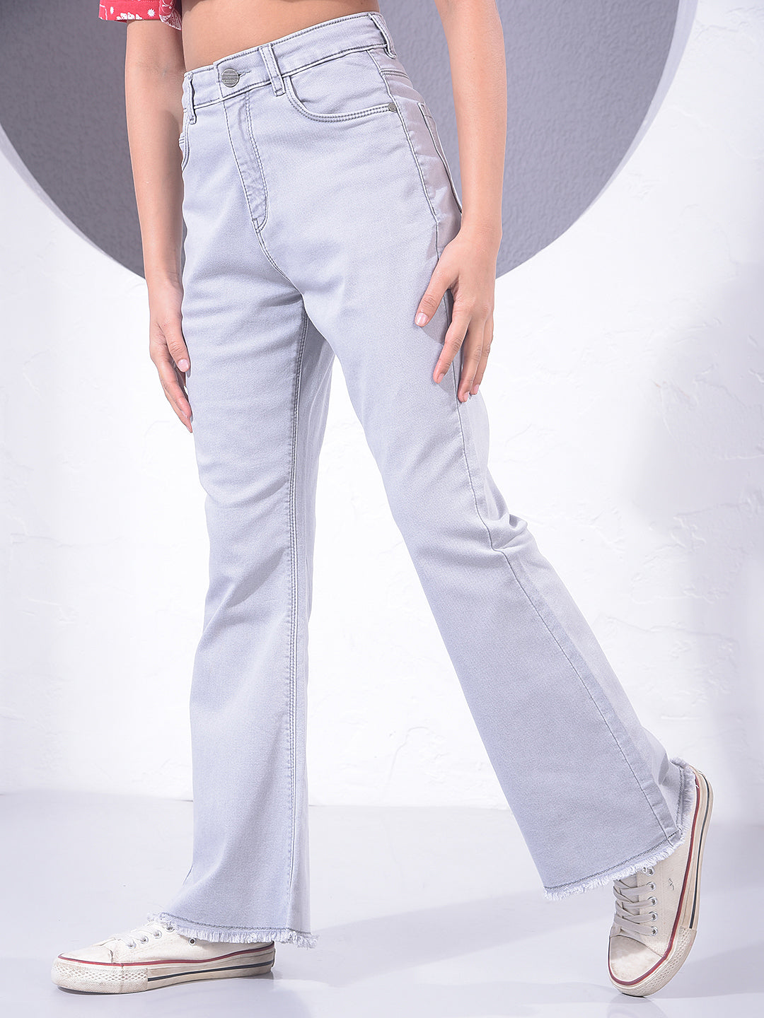 Silver Grey Soft-Wash Bootcut Jeans