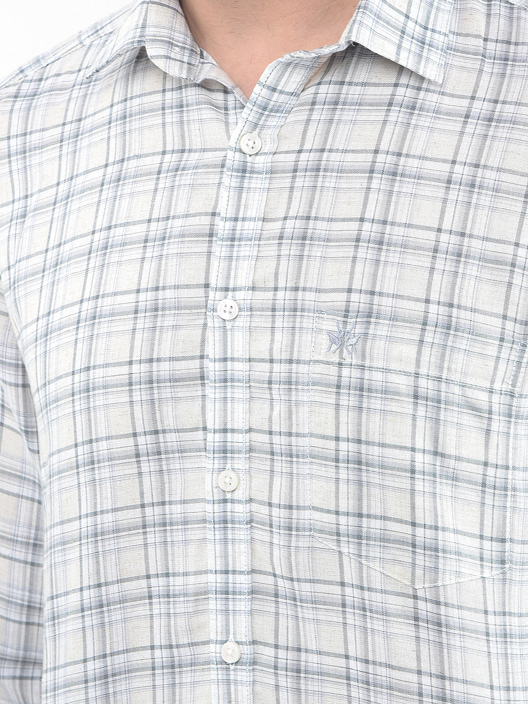 Cinereous Grey Checked Linen Shirt