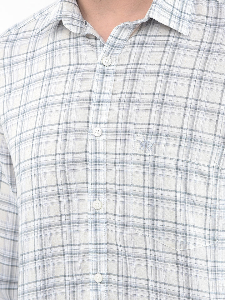 Cinereous Grey Checked Linen Shirt