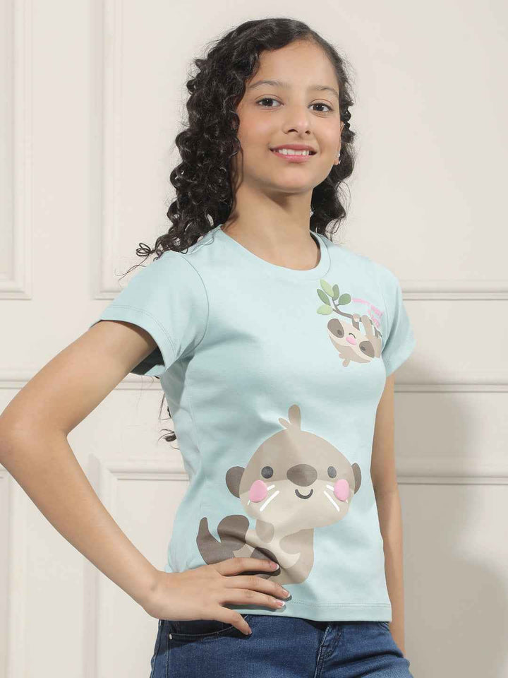 Graphic Print Blue T-Shirt