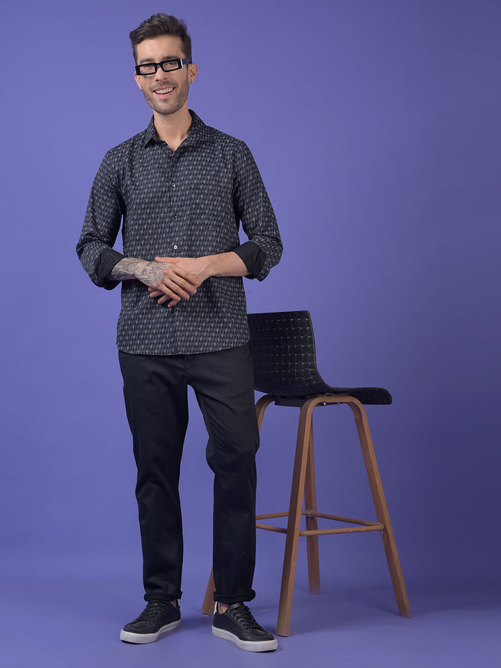 Navy Blue Printed Shirt