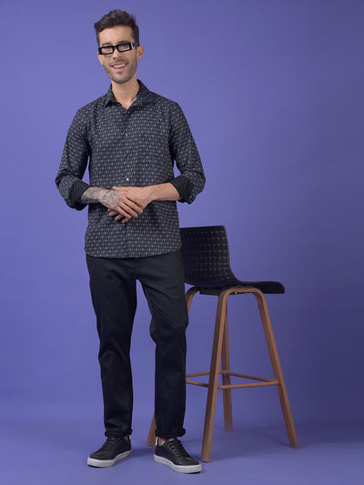 Navy Blue Printed Shirt