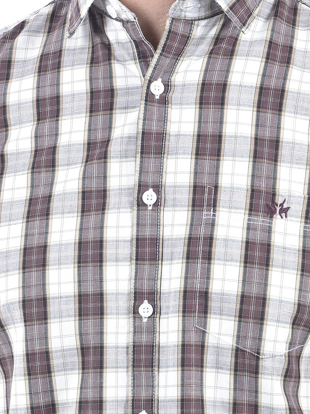 Brown Checked 100% Cotton Shirt