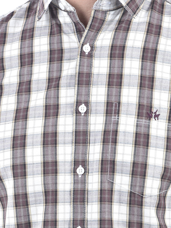 Brown Checked 100% Cotton Shirt