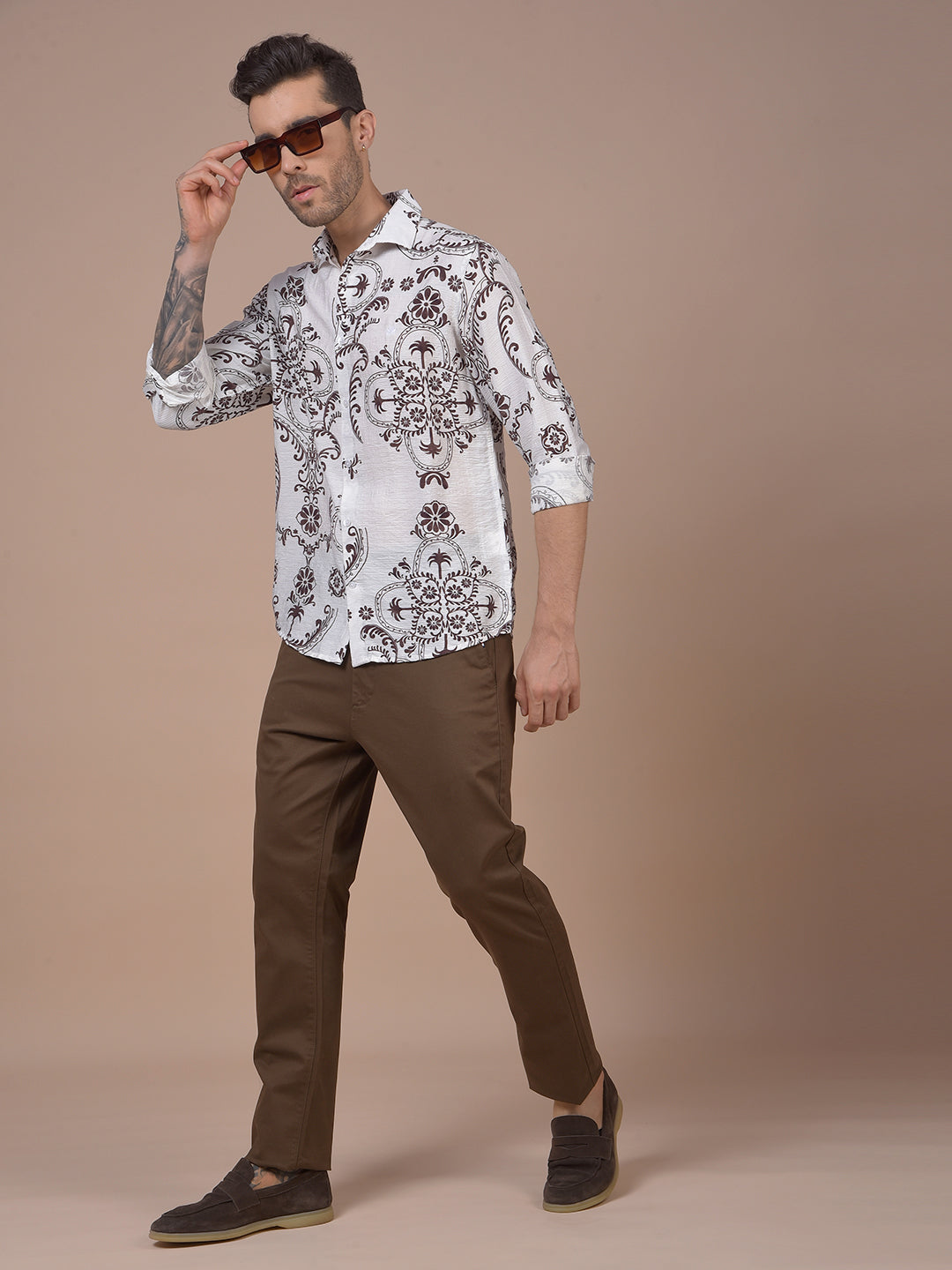 Brown Floral Print Shirt