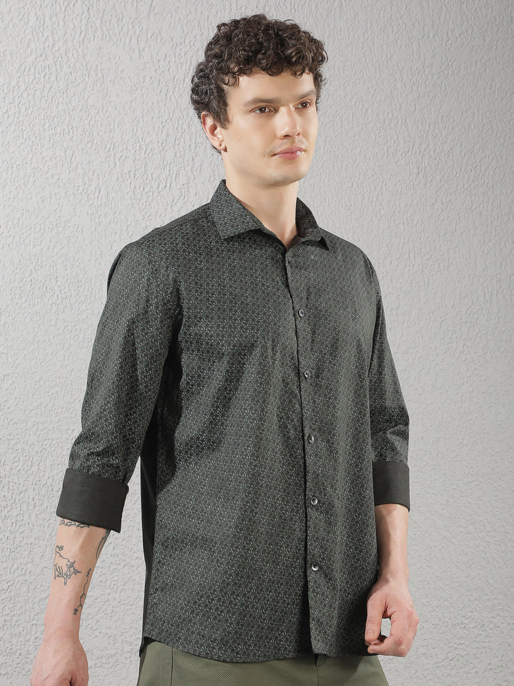 Green Abstract Print Shirt
