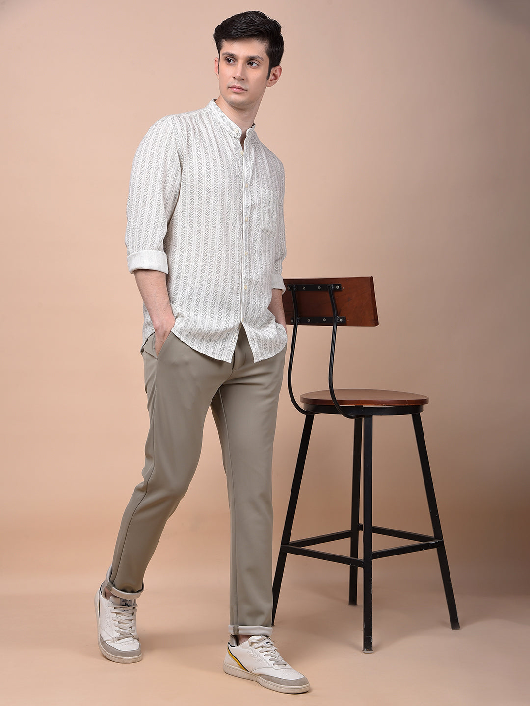 Urban Straight White Printed Shirt