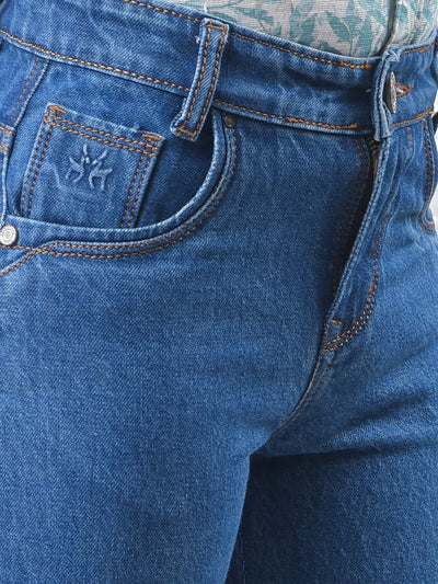 Blue 100% Cotton Straight Cargo Jeans