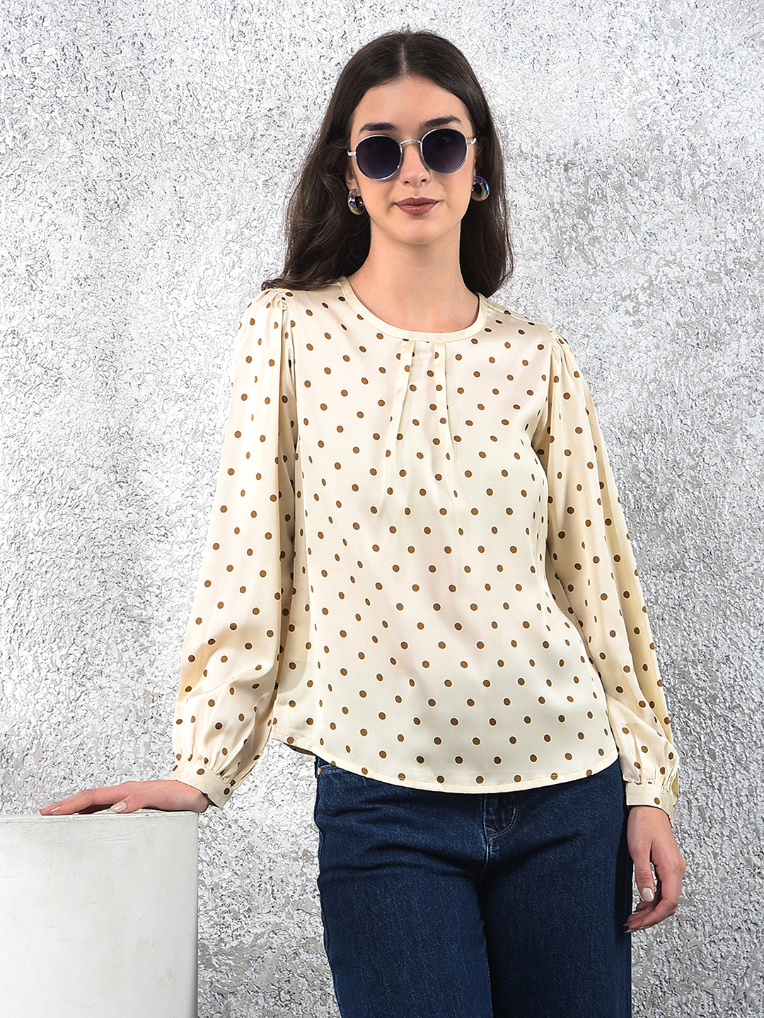 Off White Polka Dots Top