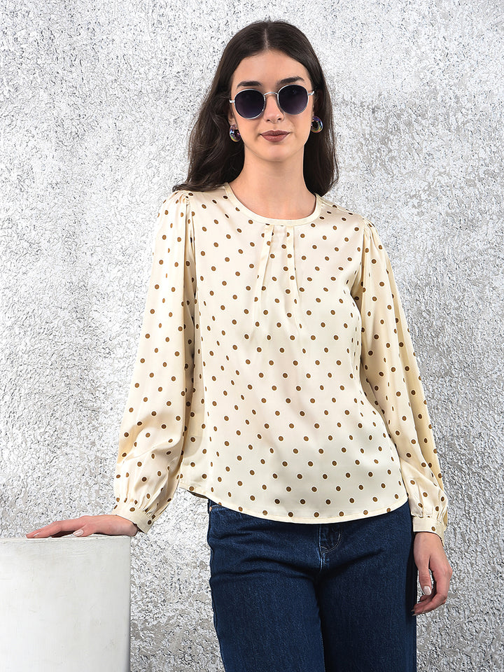 Off White Polka Dots Top