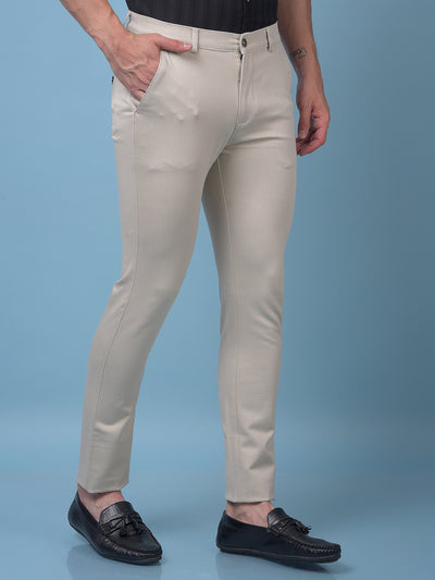 Beige Printed Trousers