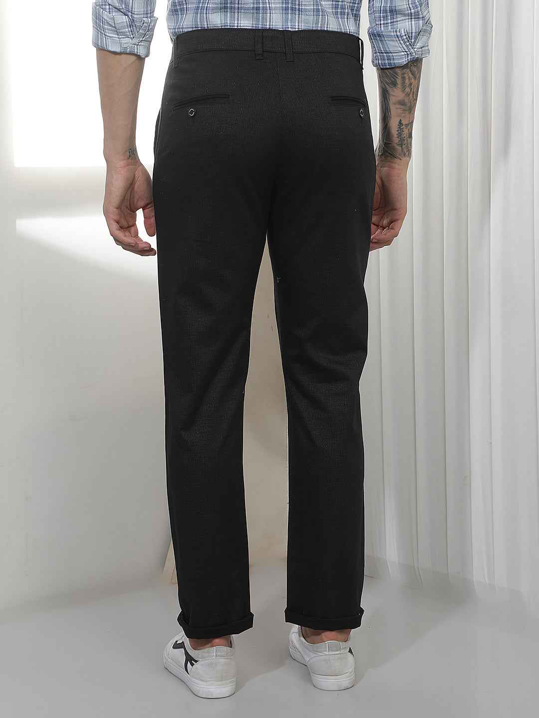 Black Casual Cotton Trousers