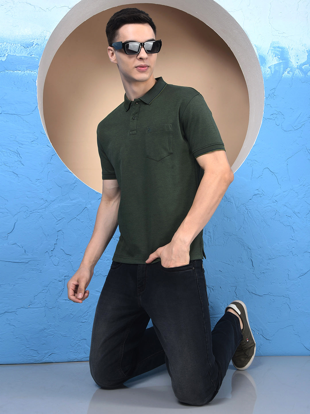 Green Polo Neck T-Shirt