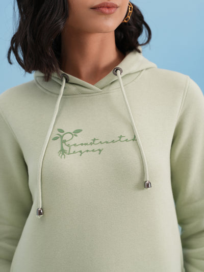 Green Hooded Neck Sweatshirt