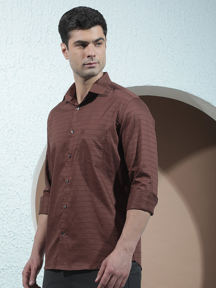 Brown Horizontal Stripes Shirt
