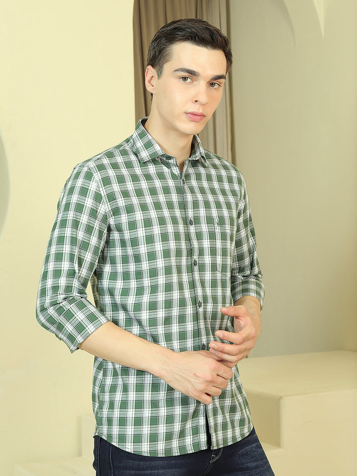 Green Checked 100% Cotton Shirt