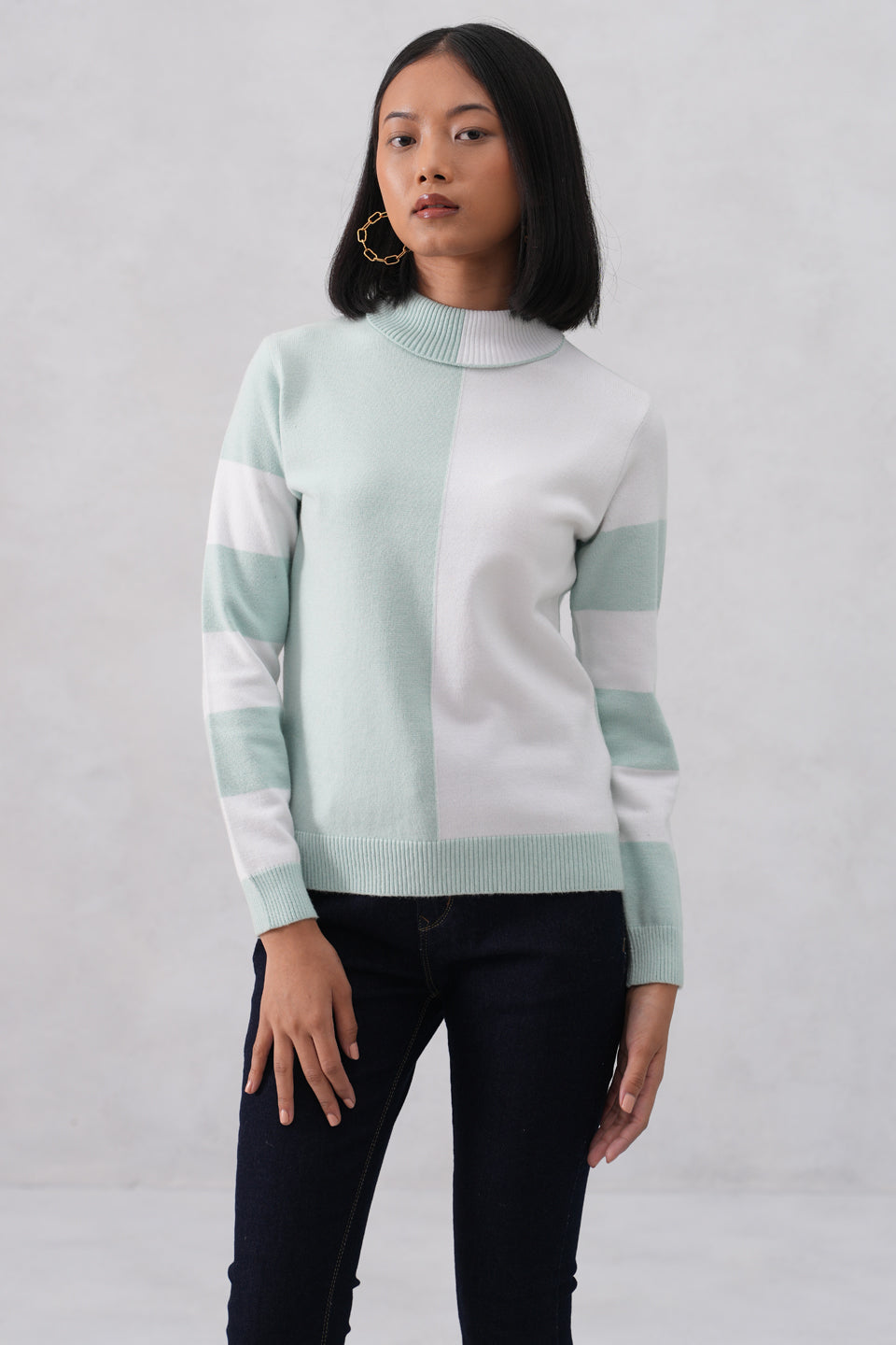 Mint Green Color-Block Sweater