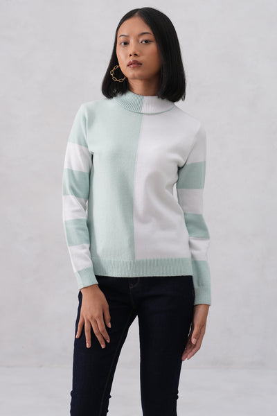 Mint Green Color-Block Sweater