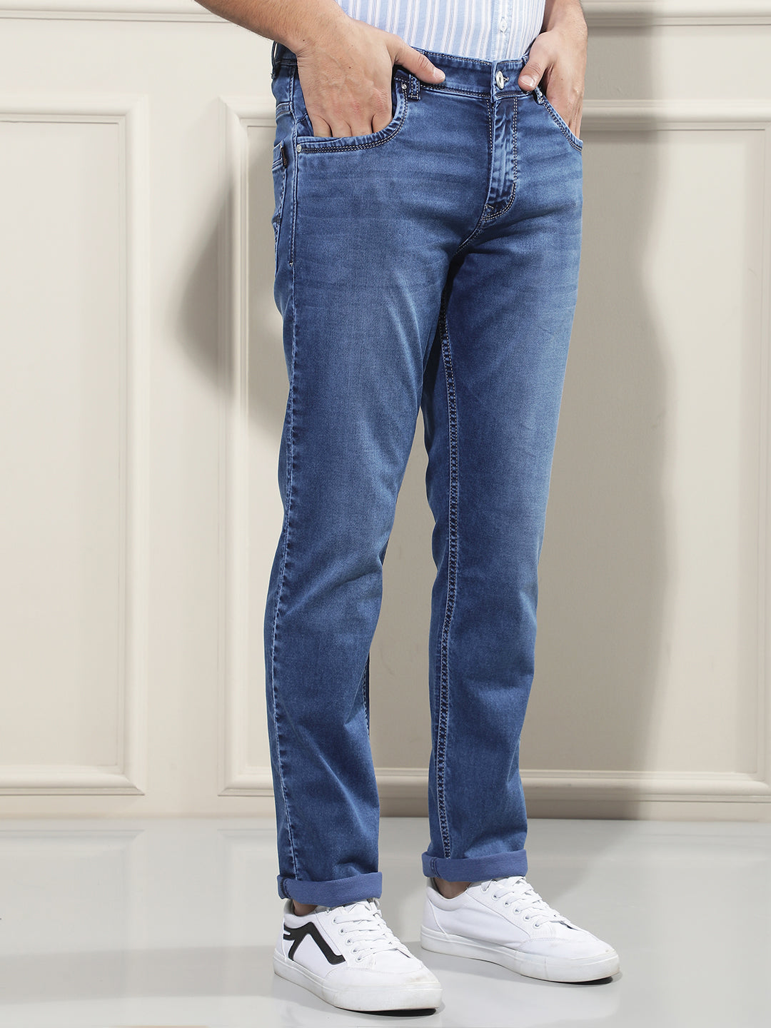 Navy Blue Cotton Jeans