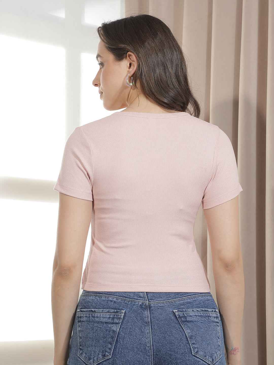 Pink Modal Crop T-Shirt