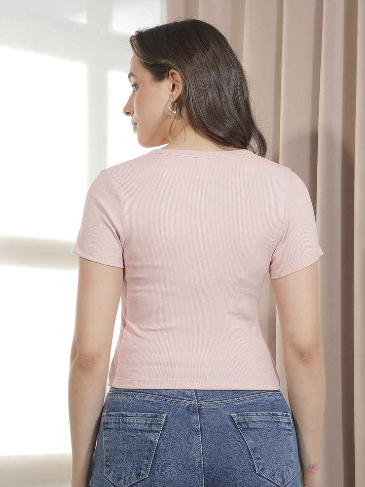 Pink Modal Crop T-Shirt
