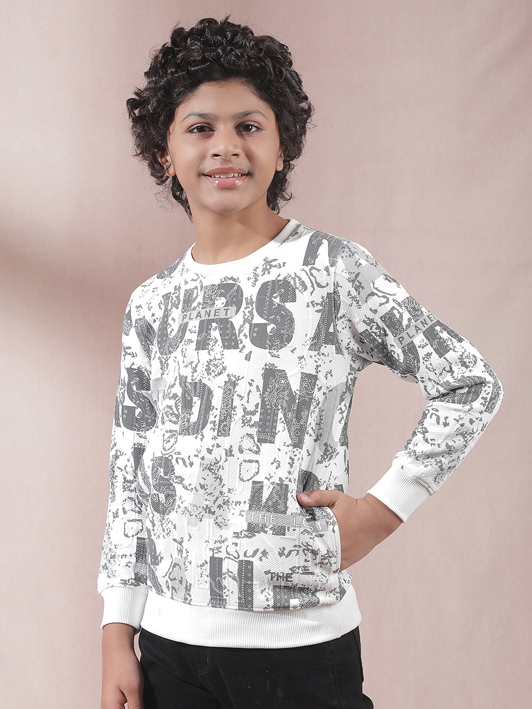 Cream Typographic Print Sweatshirt