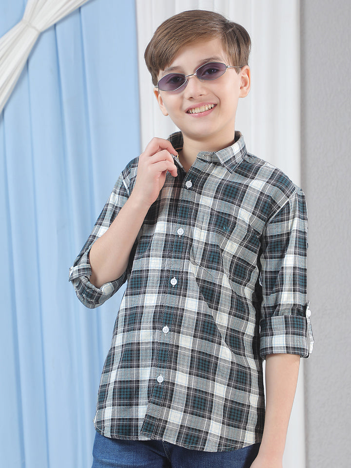 Green Checked 100% Cotton Shirt