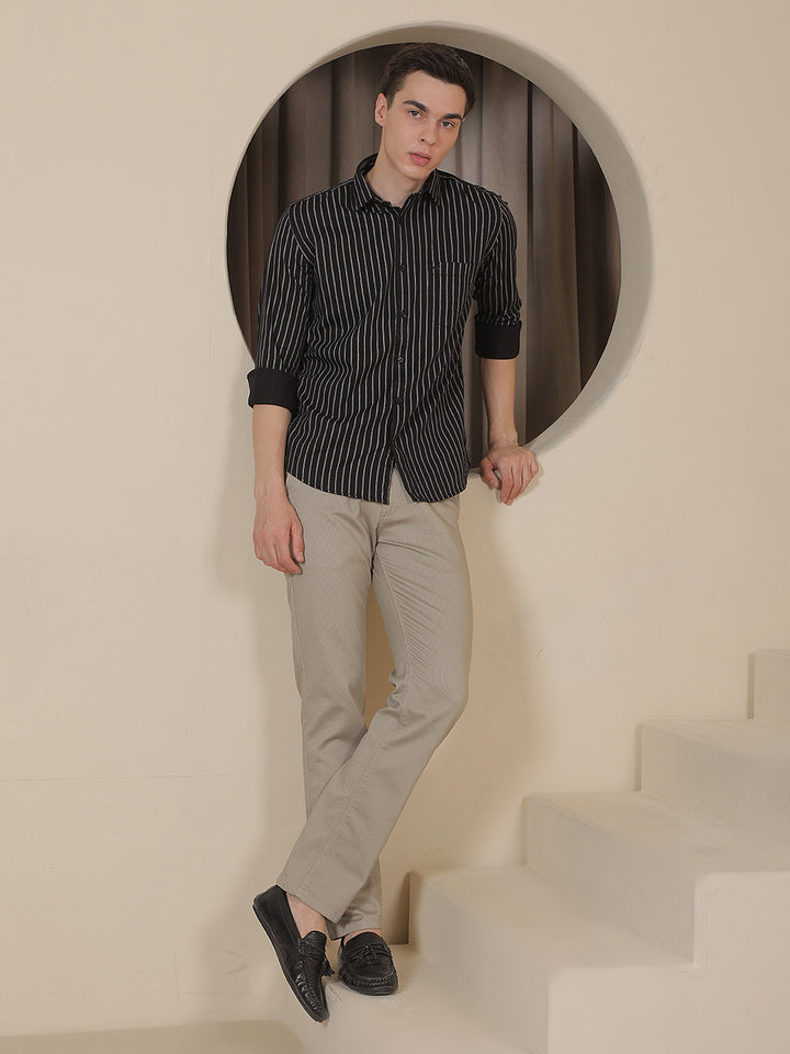 Black Vertical Stripes Shirt