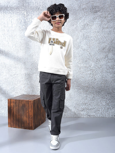 Cream Embellished Sweatshirt