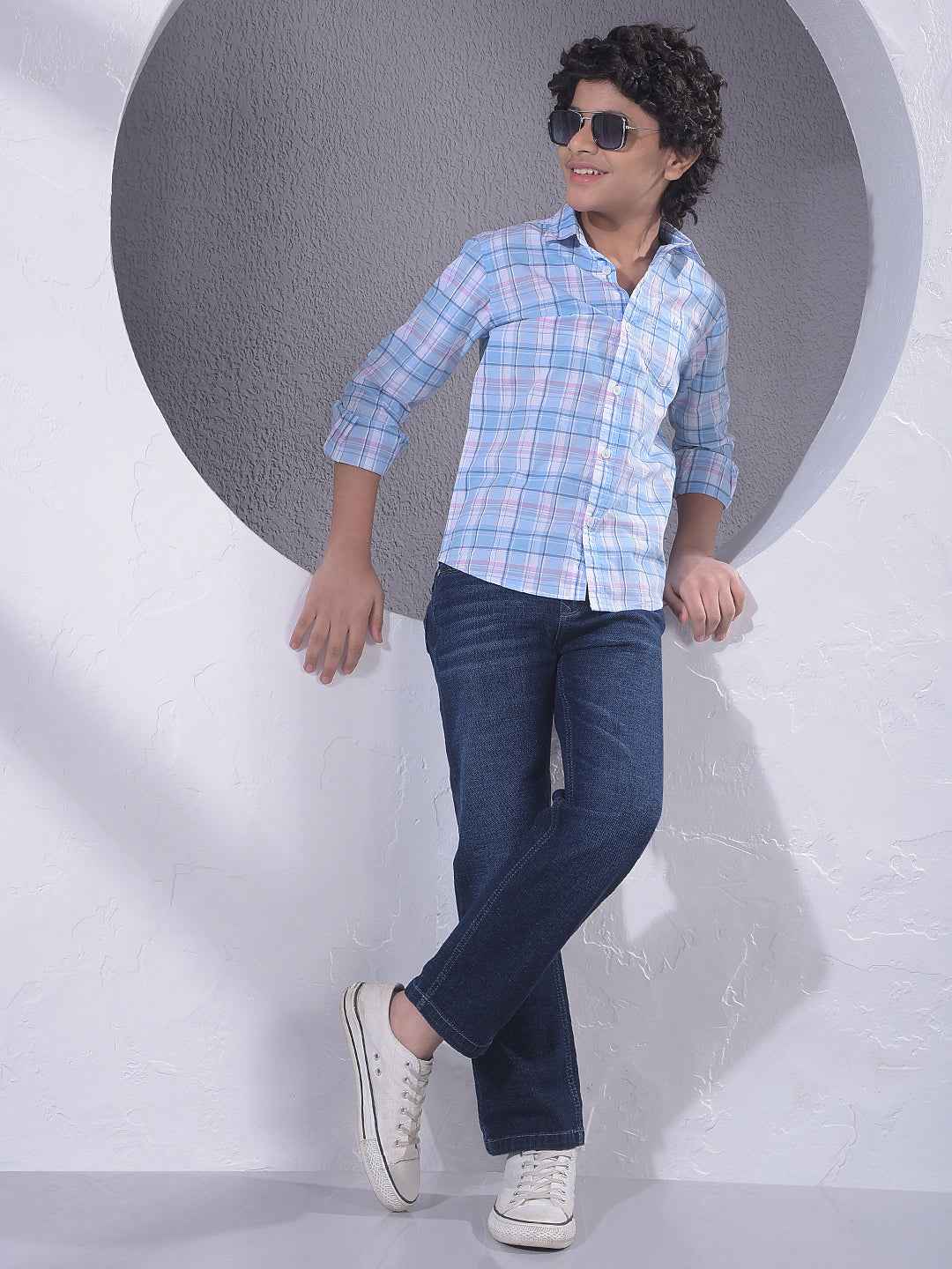 Blue Checked 100% Cotton Shirt