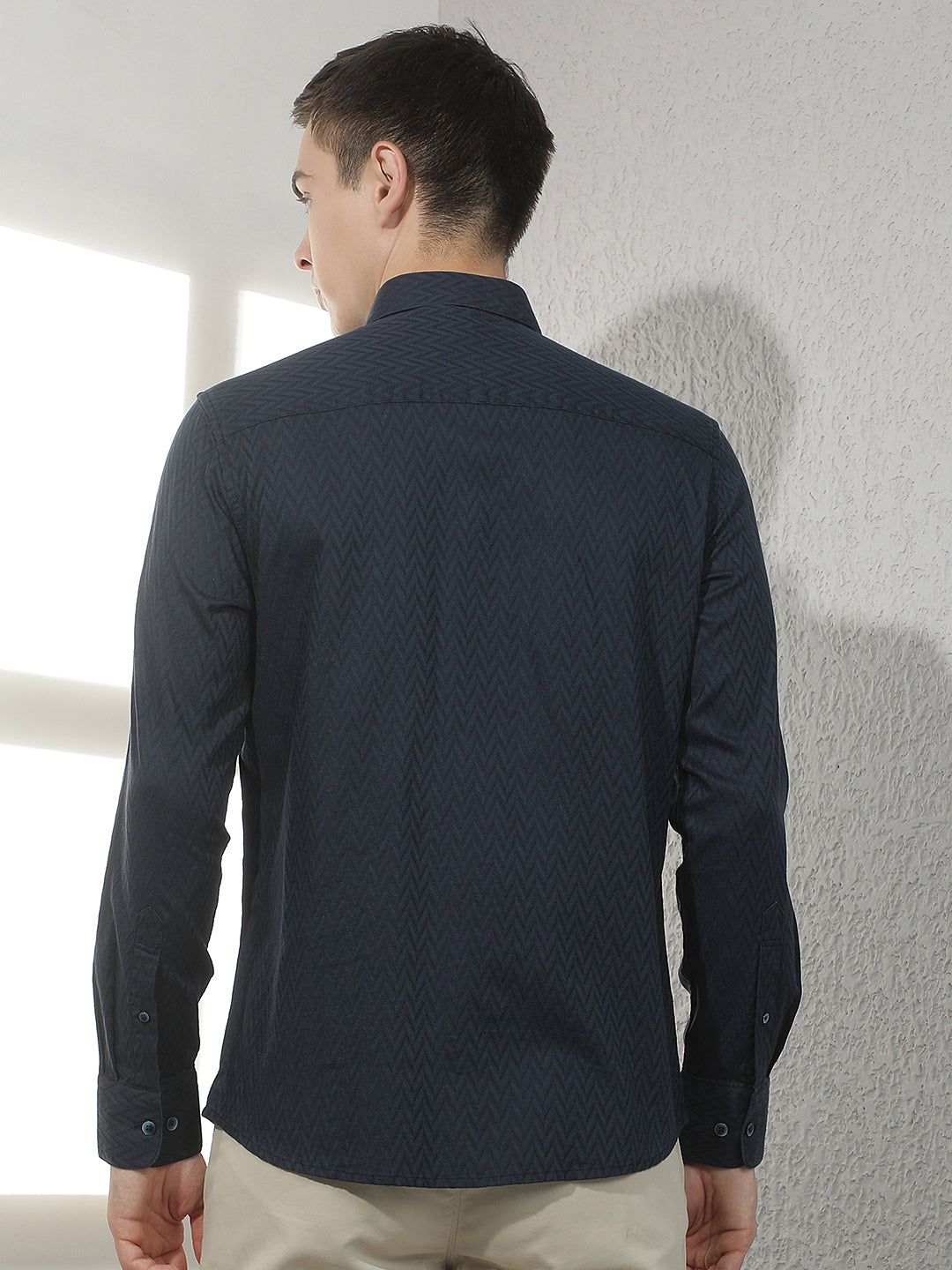 Structured Anchor Blue Navy Blue Shirt