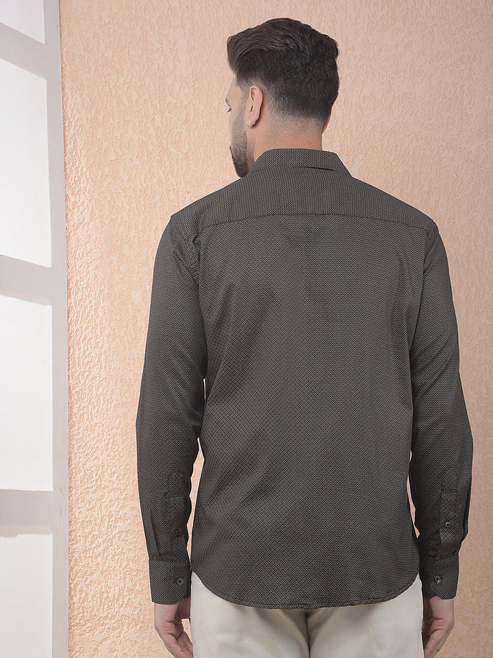 Brown Contemporary Motif Shirt
