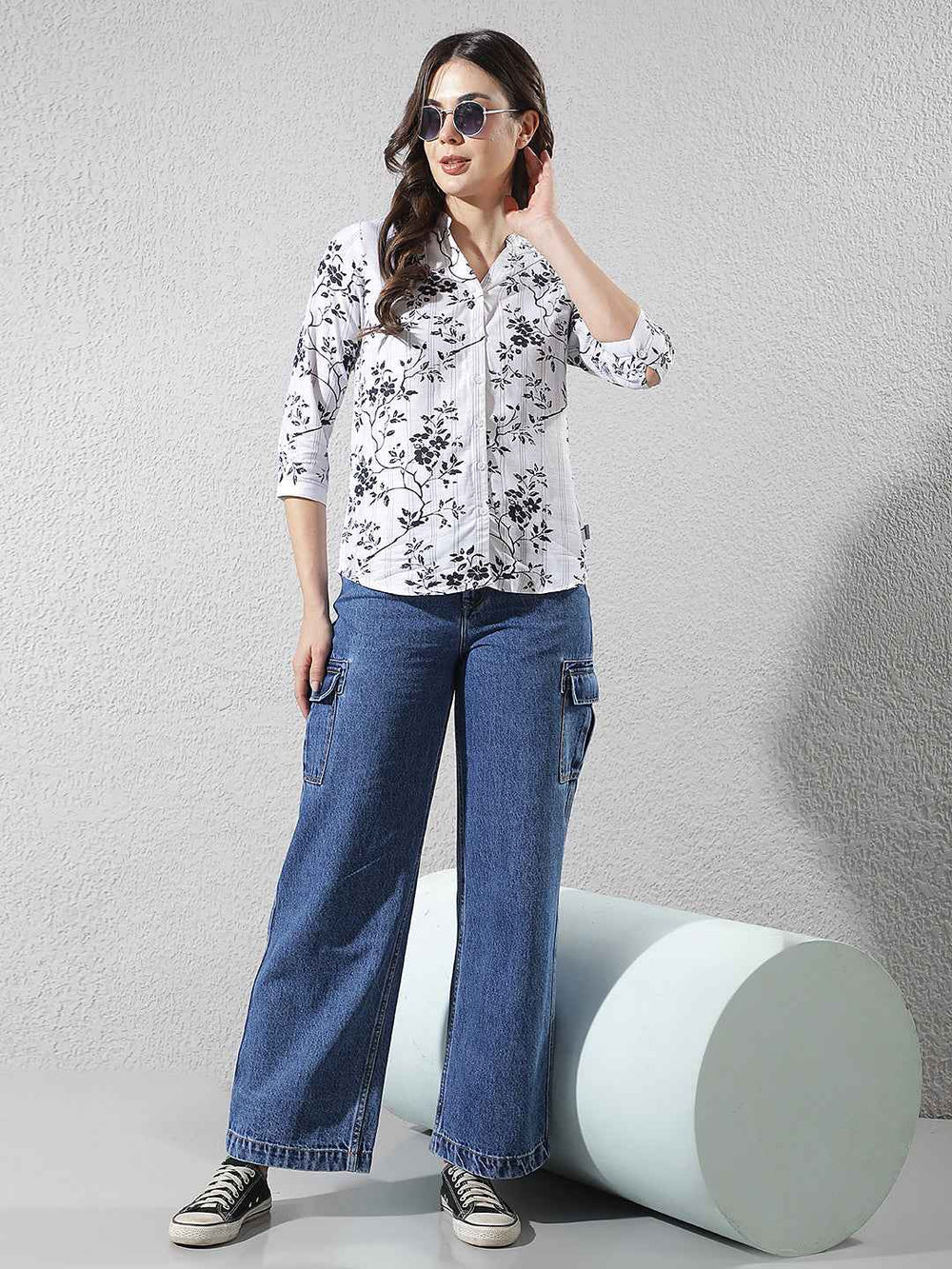 Blue 100% Cotton Cargo Jeans