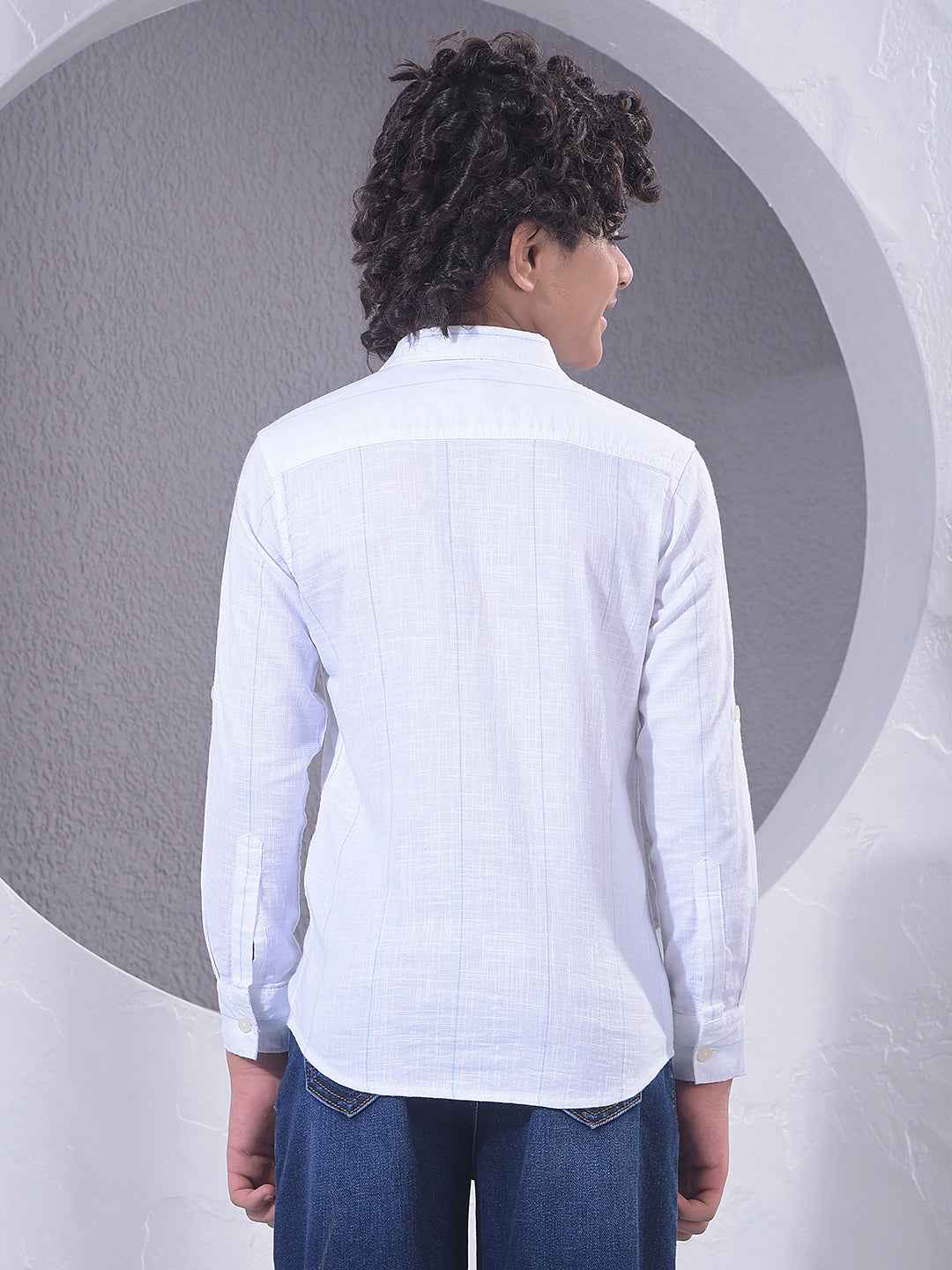 White Vertical Stripes 100% Cotton Shirt