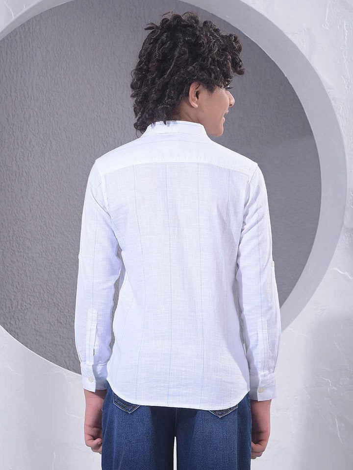 White Vertical Stripes 100% Cotton Shirt