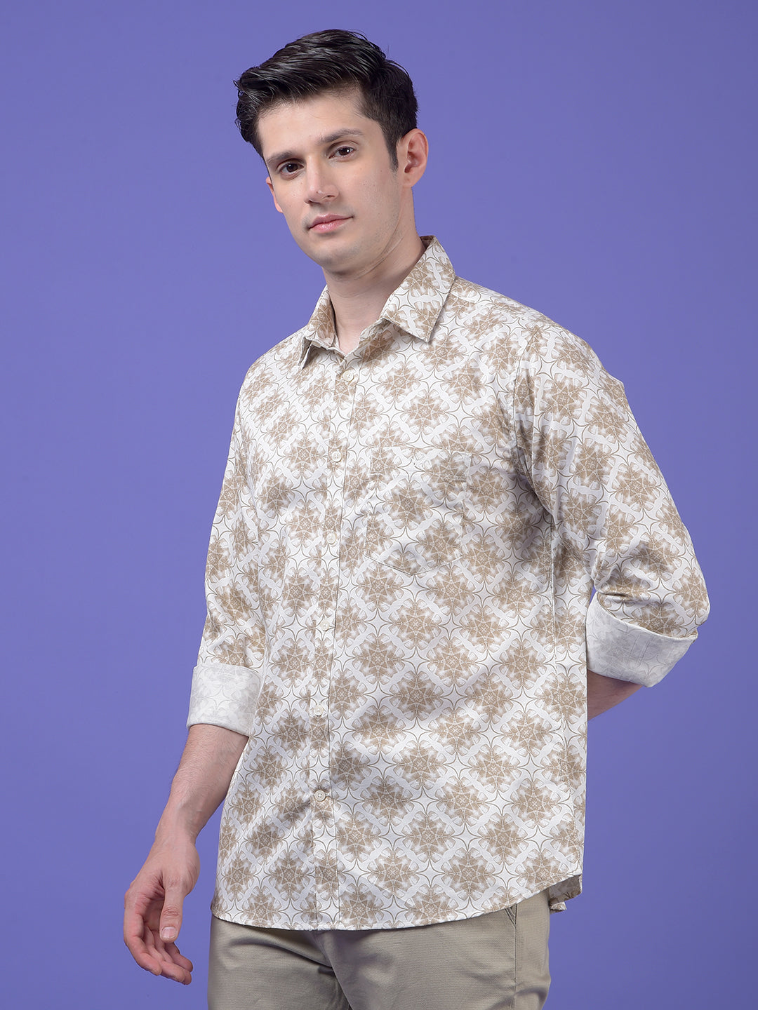 Beige Printed Shirt