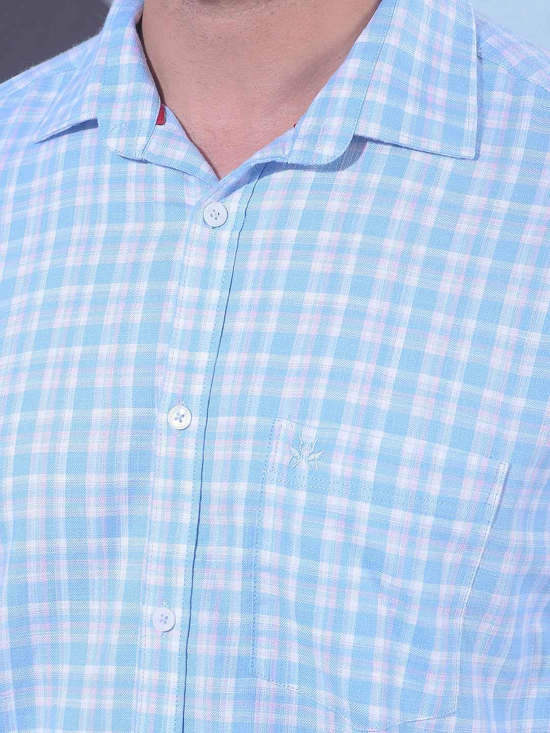 Blue Checked 100% Cotton Shirt