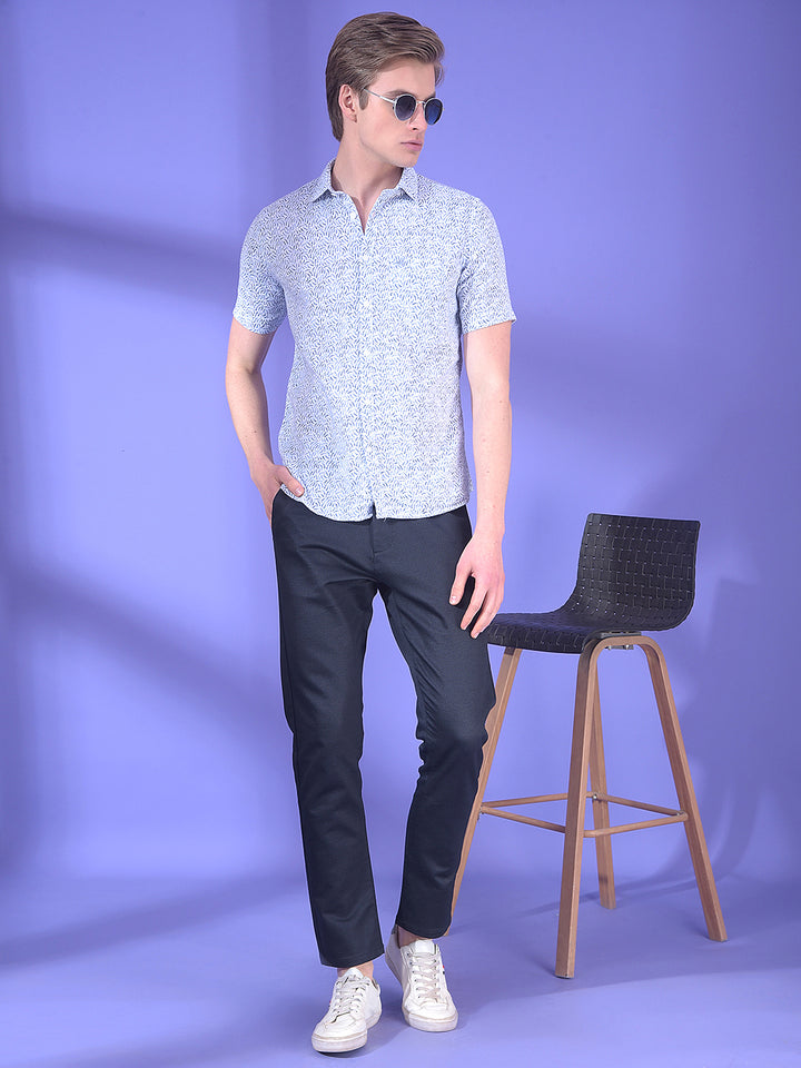 Blue Printed 100% Cotton Shirt