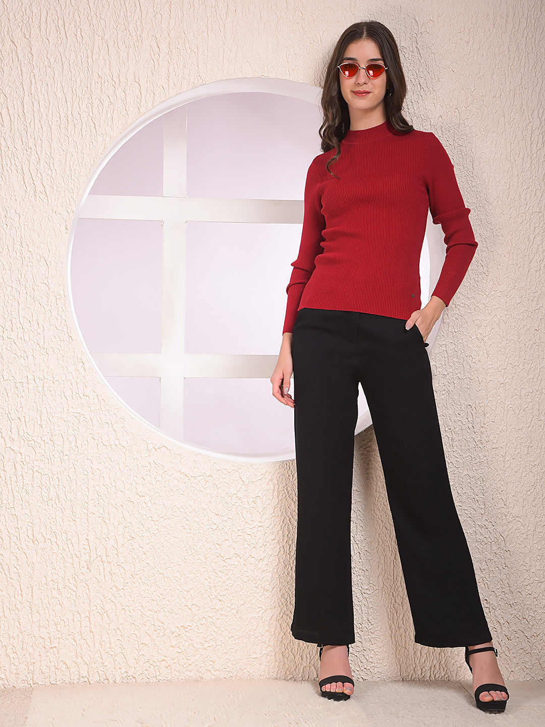 Maroon High Neck Sweater
