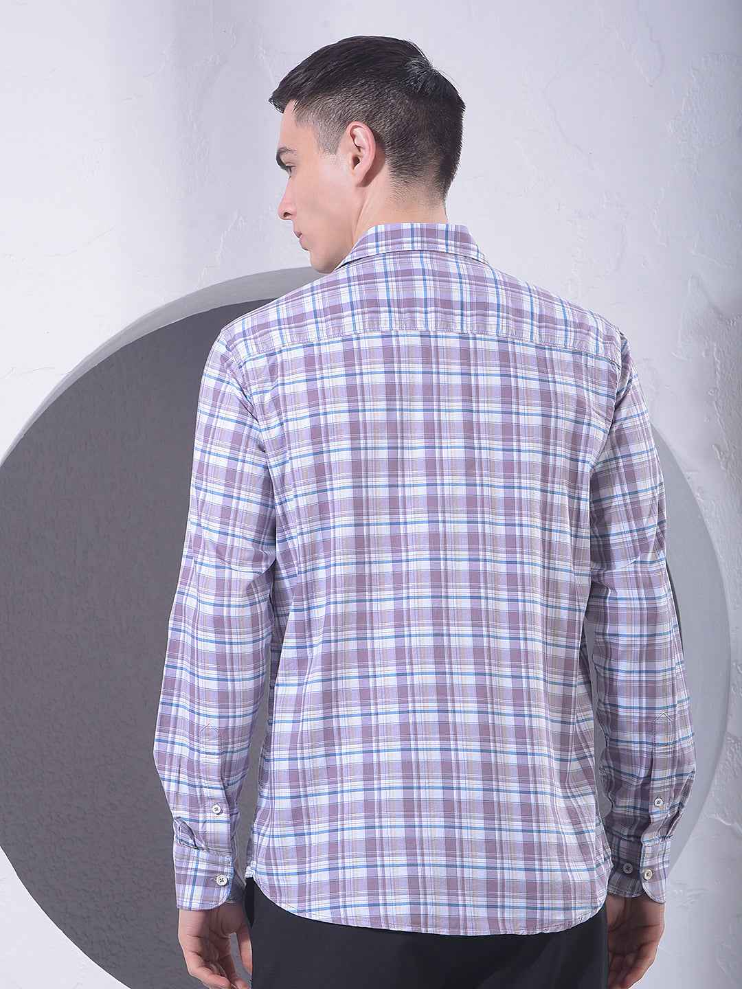 Purple Checked 100% Cotton Shirt