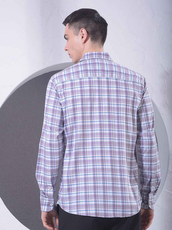 Purple Checked 100% Cotton Shirt