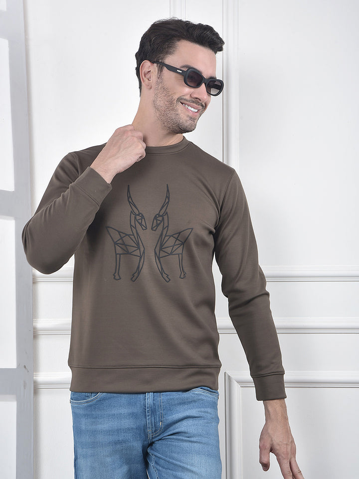 Olive Graphic Print Sweatshirt