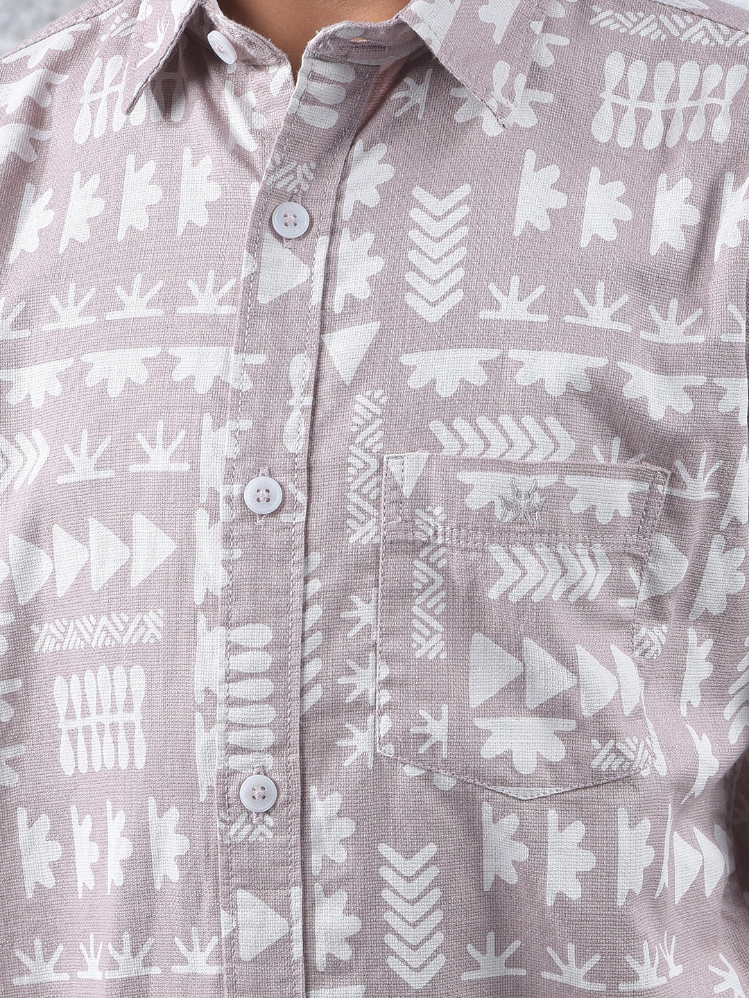 Purple Printed 100% Cotton Shirt