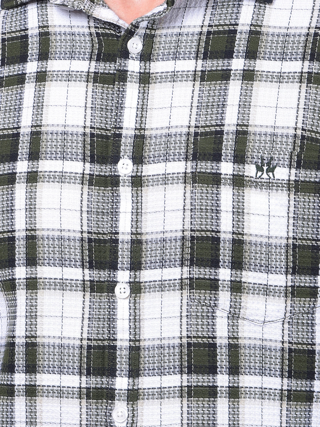 Olive Checked 100% Cotton Shirt