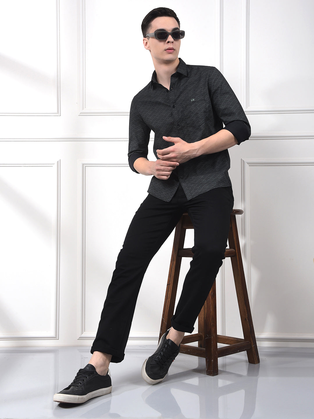 Black Printed 100% Cotton Shirt